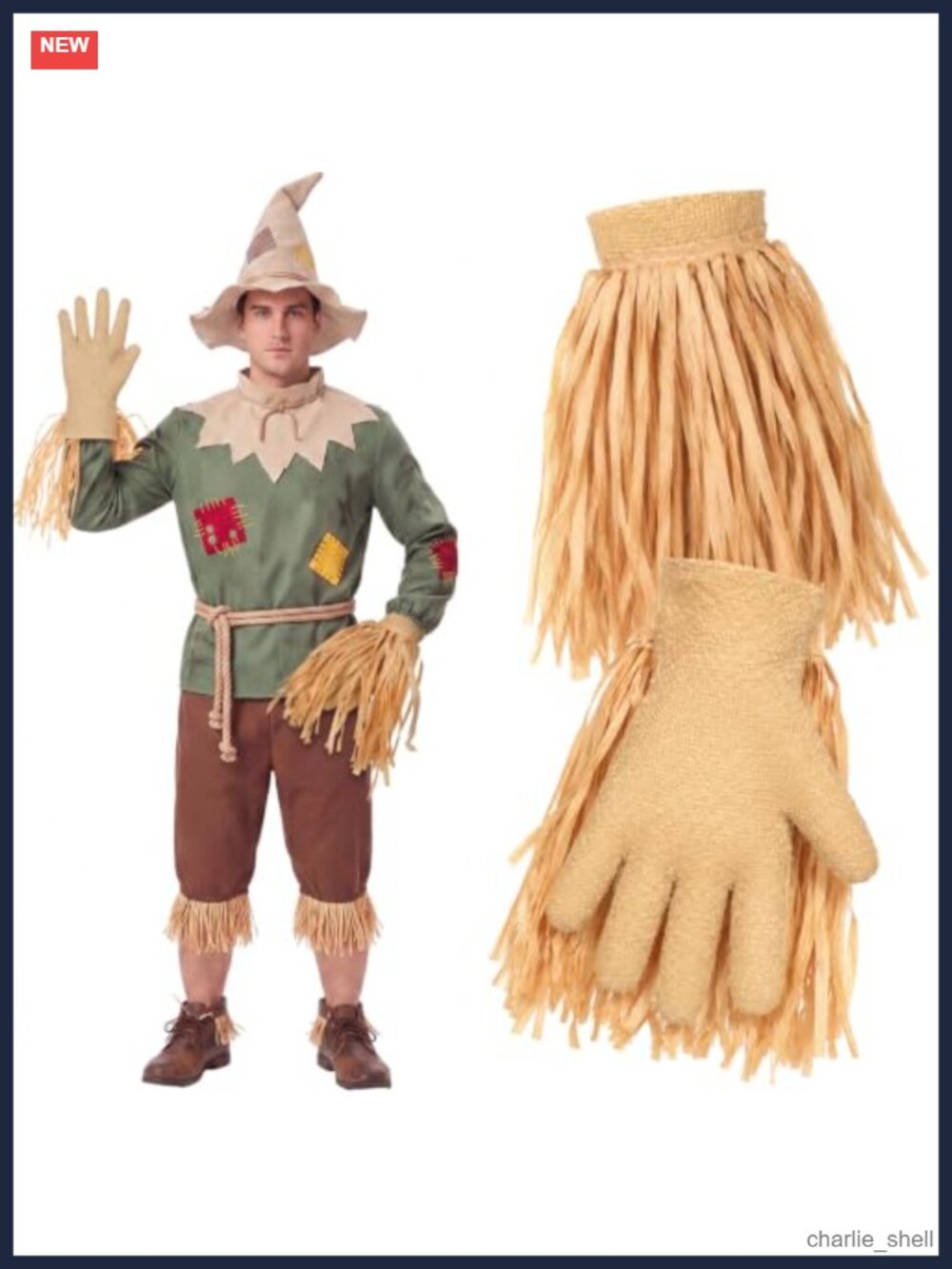 Scarecrow Costume Gloves Burlap Polyester Halloween Cosplay Accessory